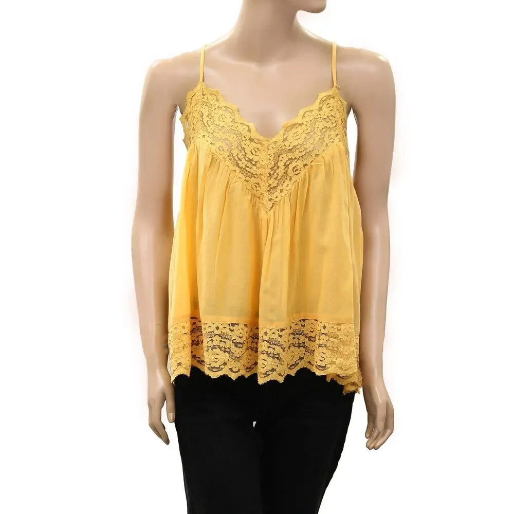 Intimately Free People Fiona Cami Blouse Top Tank Sleeveless Lace Slip M 288889